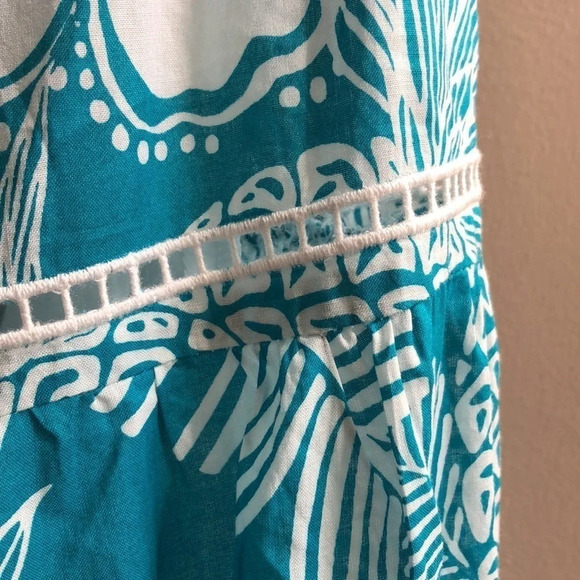 Trina Turk Glorious midi teal white tropical floral dress Small New with Tags - Picture 5 of 9